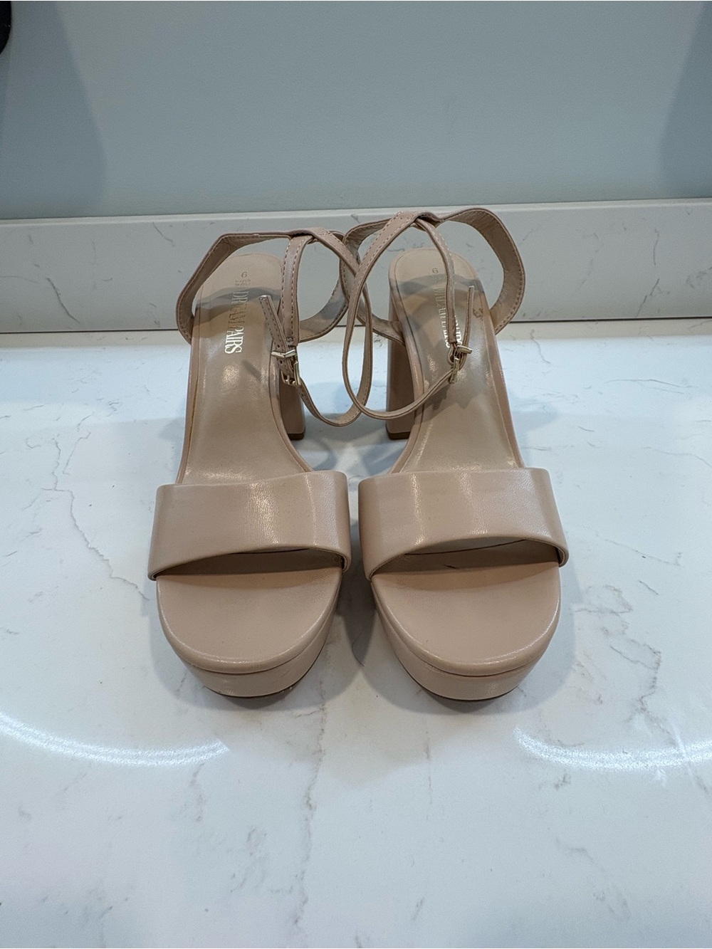 Platform Ankle-Strap Sandals in Nude